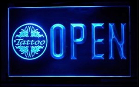 Open Tattoo Piercing LED Neon Sign